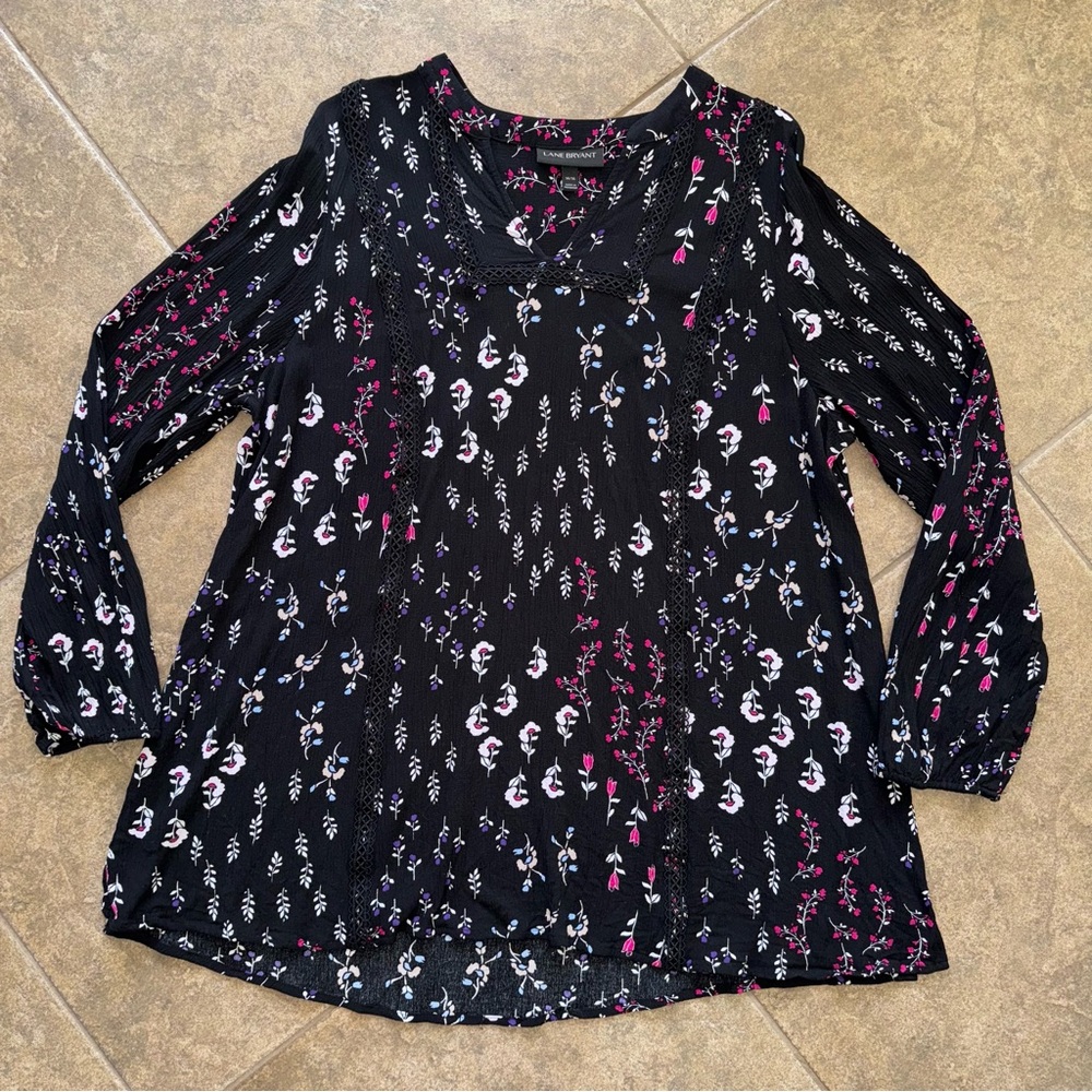 EUC - Lane Bryant Popover V-Neck Blouse
